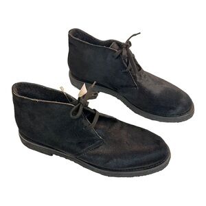 VINCE Clay Calf Hair Chukka Boots In Black Made In Italy Pony Hair Size: 8.5